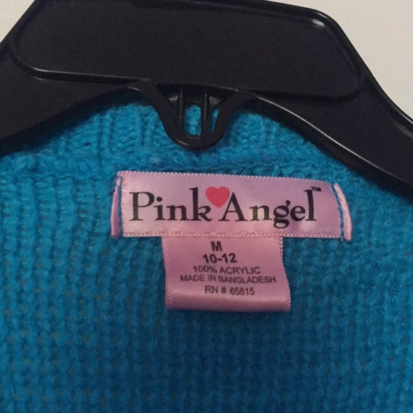 Blue sequined pink angel sweater size 10/12 - Picture 3 of 4